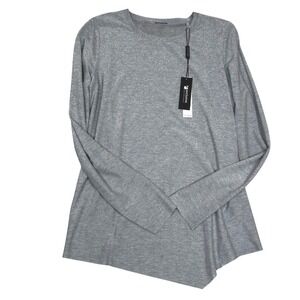 Elie Tahari Women Silver Long Sleeve Asymmetrical Hem Sparkle Knit Top Small NWT